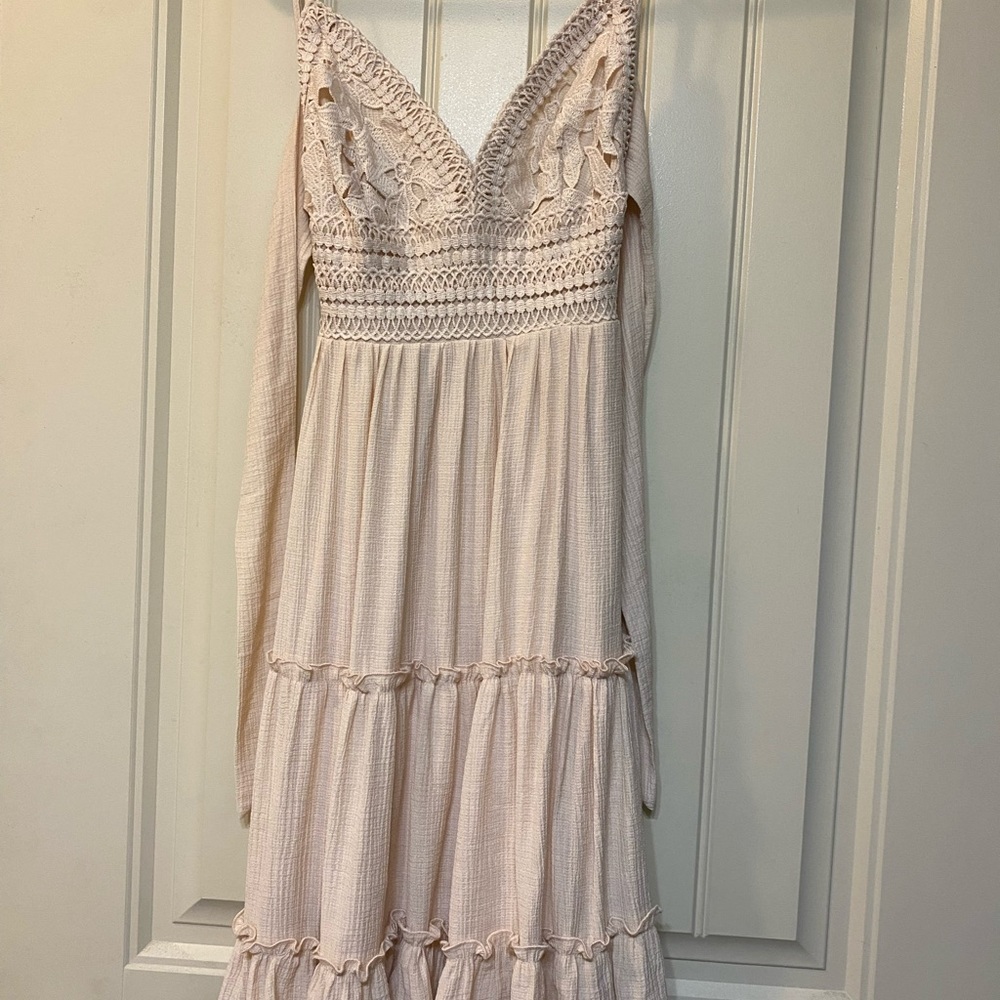 cream colored flowy dress